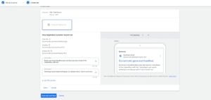 Screenshot of Google ads interface