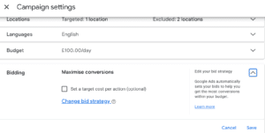 Screenshot of the Google Ads interface